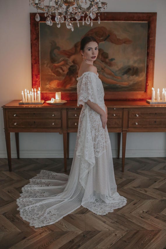 knee length dresses for ladies Vintage Spanish Wedding Dresses Grid yarn lace Bridal gowns ZW169 - main image 1