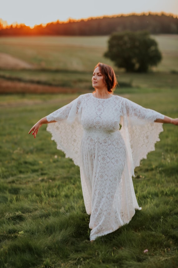 diana boho dress Diana Wedding Dress, Elopement Wedding Dress, Bohemian Wedding Dress, Lace  Wedding Dress, Hippie Wedding Dress, Plus Size Wedding Dress