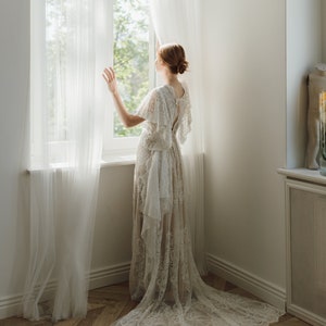 Boho wedding dress/ Bohemian wedding gown/ boho elopement dress/ vintage lace wedding dress/lace wedding dress/