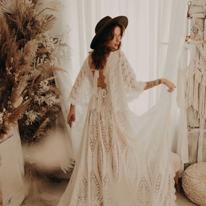 Boho wedding dress, elopement wedding dress, bohemian wedding Dress, butterfly sleeves wedding dress, wedding dress, hippie wedding dress