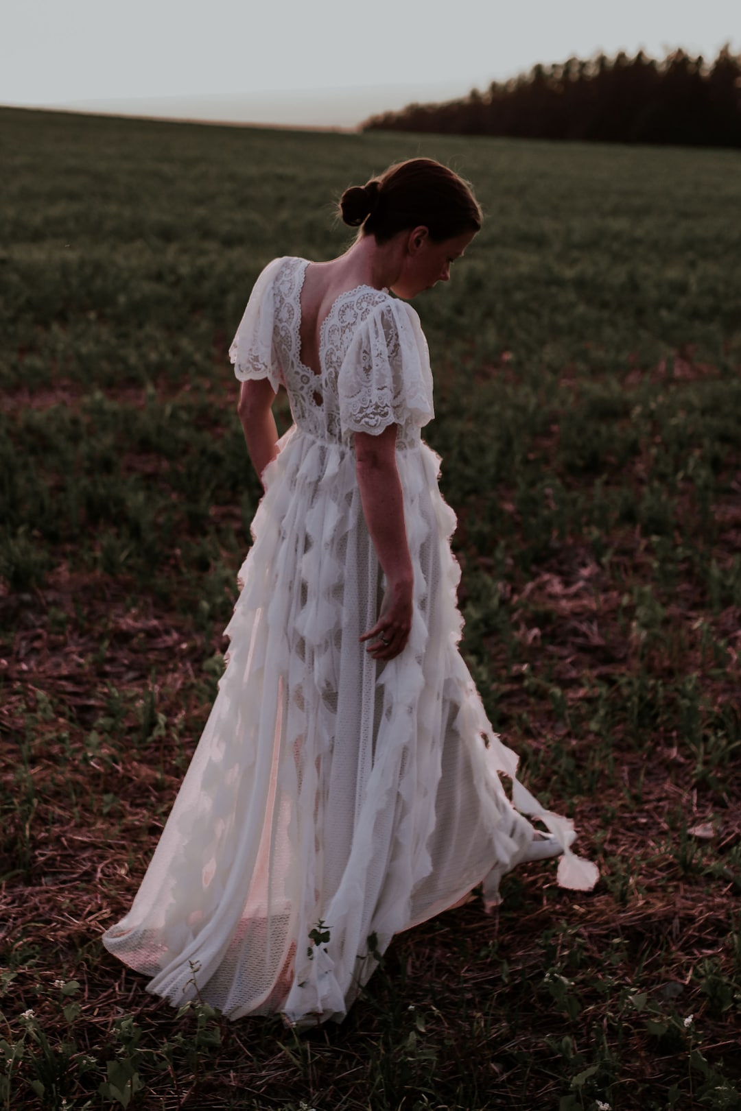 Feathers Wedding Dress, Wedding Dress, Bohemian Wedding Dress, Lace ...