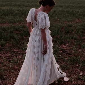 Feathers  wedding dress, wedding dress, bohemian wedding dress, lace wedding dress, elopement dress, elopement gown, boho wedding gown