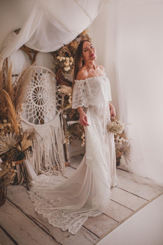 Spanish Style Wedding Dress, Elopement Wedding Dress, Bohemian Wedding Dress, Lace Wedding Dress, off Shoulders Wedding Dress. - Etsy UK Spanish Style Wedding Dress, Elopement Wedding Dress, Bohemian Wedding Dress, Lace Wedding Dress, off Shoulders Wedding Dress. - Etsy UK