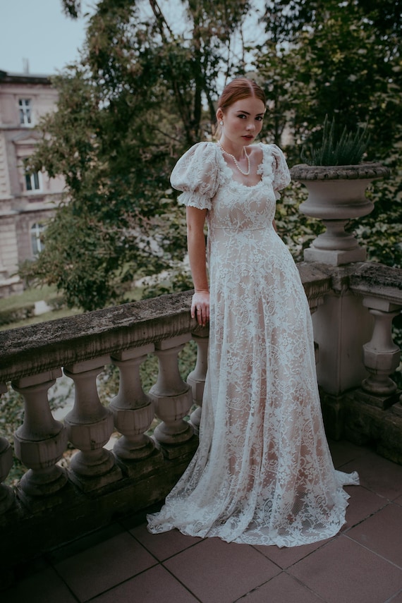 chinese dress ladies Lxhome Boho Wedding Dresses for Bride Ivory Lace Wedding Dress Western  A-Line Bridal Dresses with Sleeves Customize at Amazon Women's Clothing  store