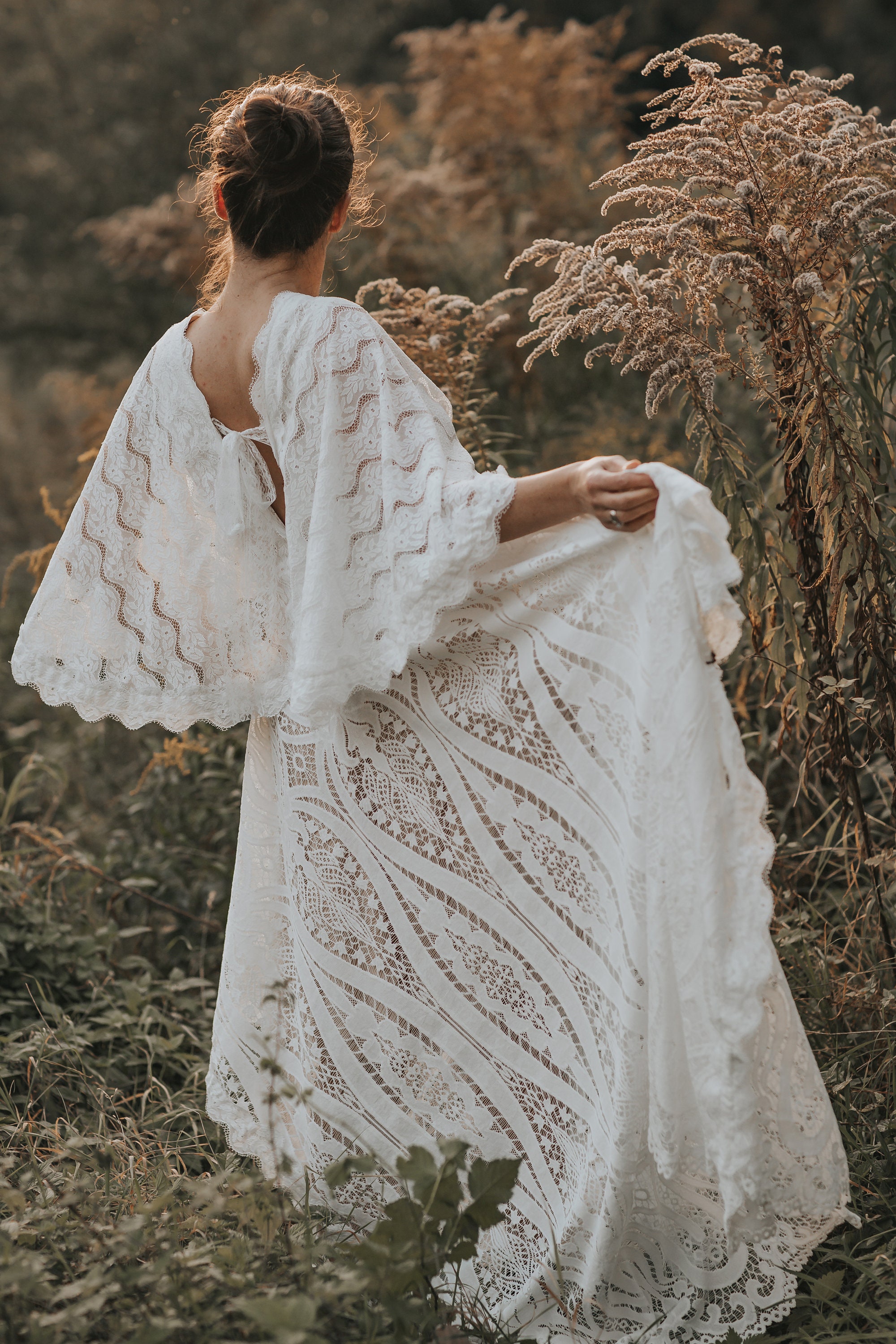 Boho Wedding Dress, Elopement Wedding Dress, Bohemian Wedding 