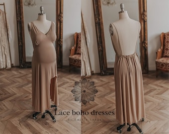 Perfect tan slit dress / It was designed for Victoria and butterfly designs.