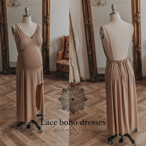 Perfect tan slit dress / It was designed for Victoria and butterfly designs.