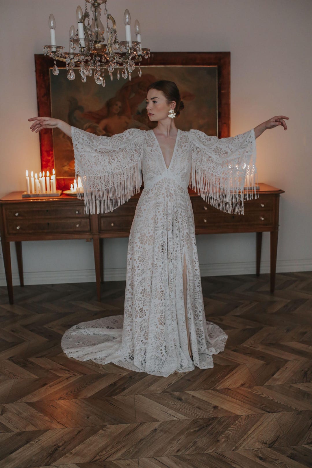 boho fringe wedding dress Wedding Dresses Tassel Fringers Mermaid Boho Bridal Gowns DW520 TANYA BRIDAL