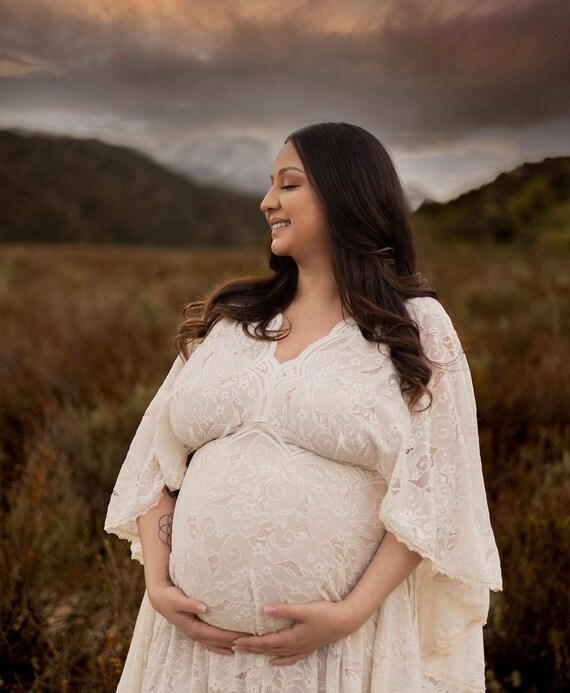 lace open belly maternity dress Lace boho dress, photo prop dress, Maternity boho dress, photo shoot dress, Maternity Lace gown, dress for Maternity session