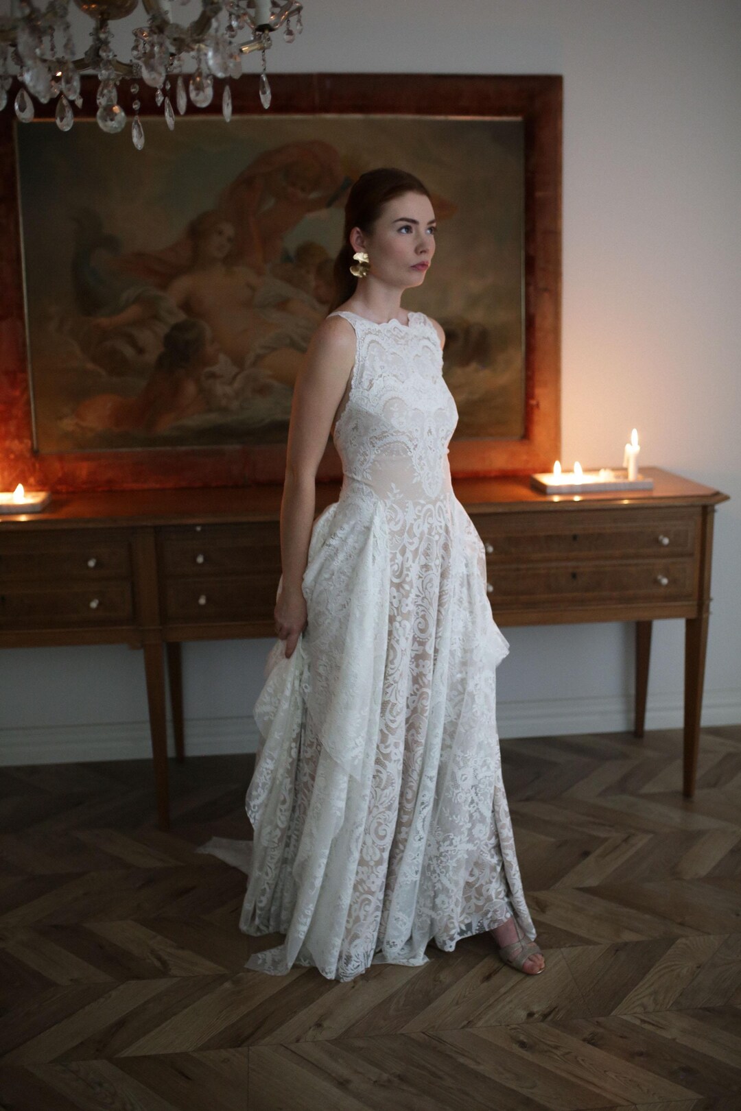 Gipsy-trouwjurk, trouwjurk, boho-trouwjurk, kanten trouwjurk