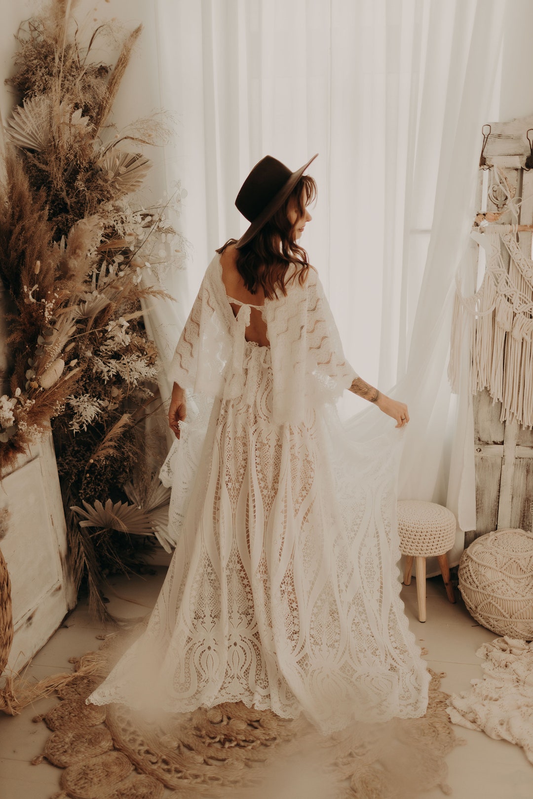 Lace Boho Dress, Bohemian Wedding Dress, Maternity Boho Dress, Boho