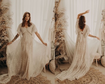 Boho wedding dress, bohemian wedding dress, Bohemian lace wedding dress, lace wedding dresses, lace bridal gown, bohemian bridal gown, lace