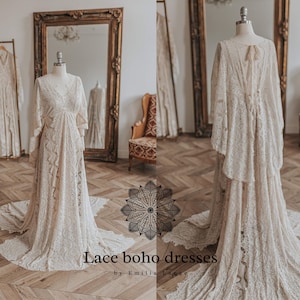 Butterfly sleeves Women&#39;s Boho Dress | Lace Vintage Dress For The Maternity Session | Photo Props | Pregnancy Photo Shoot