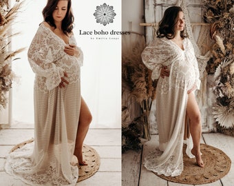 Victoria  Women's Boho Dress | Lace Vintage Dress For The Maternity Session | Photo Props | Pregnancy Photo Shoot/ V8 design