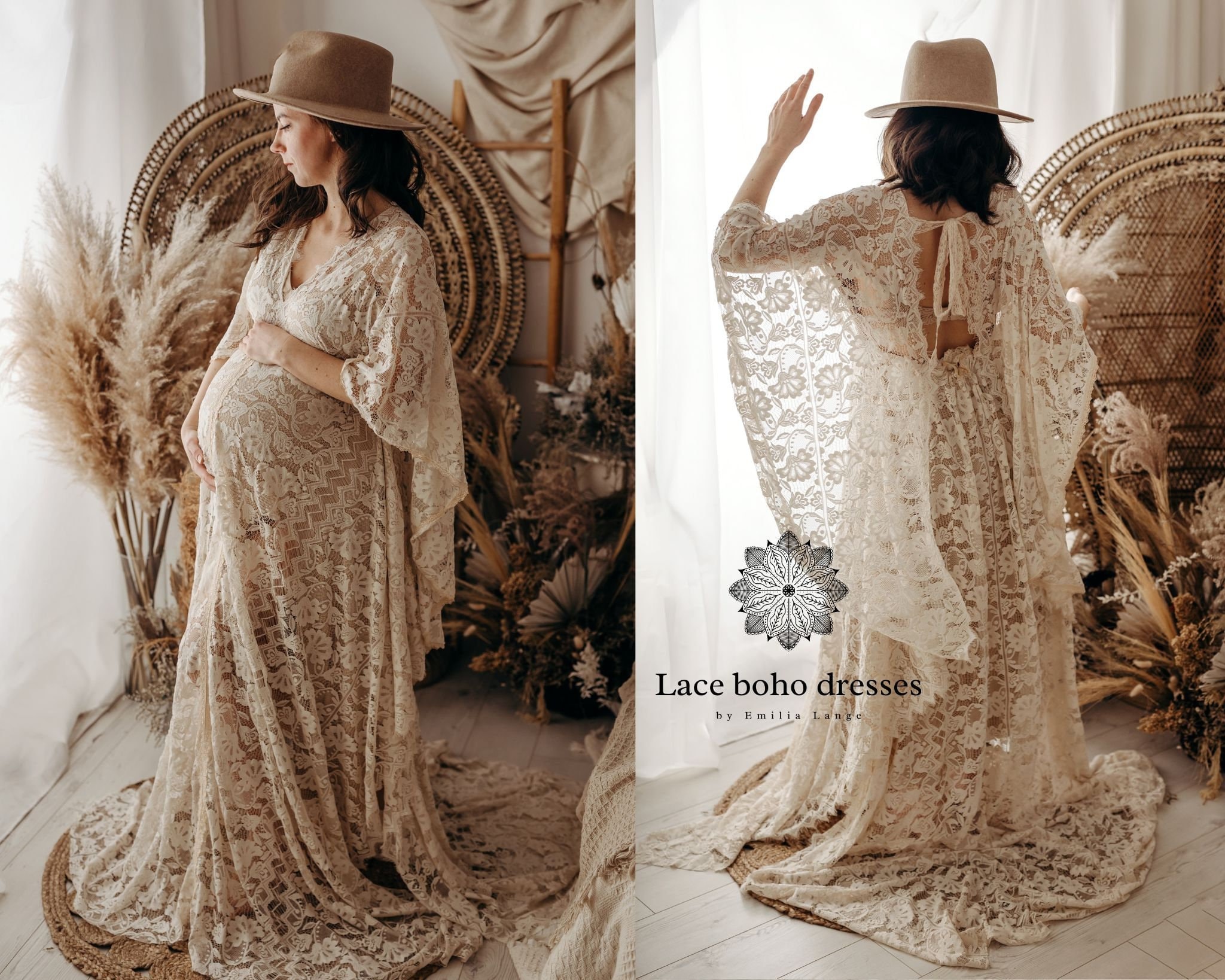 chinese dress ladies White Lace Maternity Photoshoot Dress main image 1