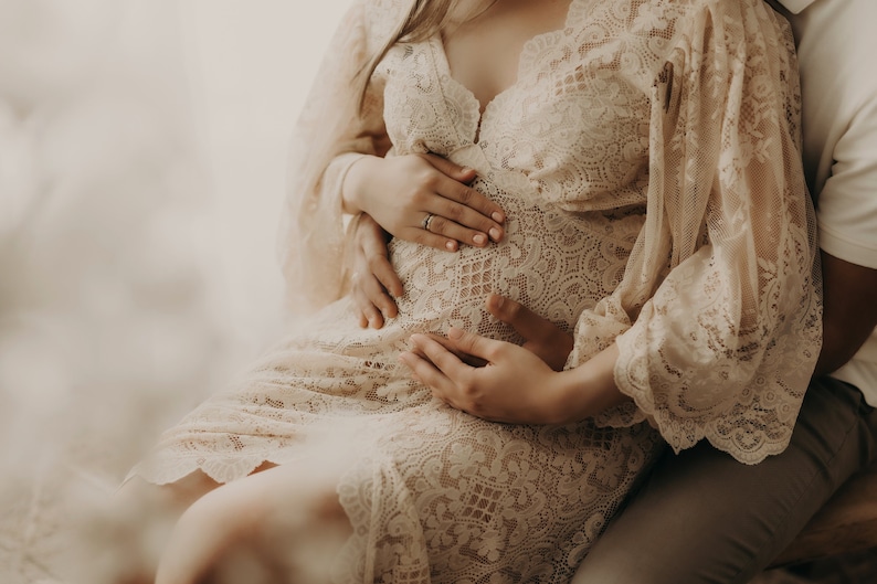 Robe boho Emilia Lace, mariage boho, robe boho de maternité, robe en dentelle de maternité, robe pour séance de maternité image 10