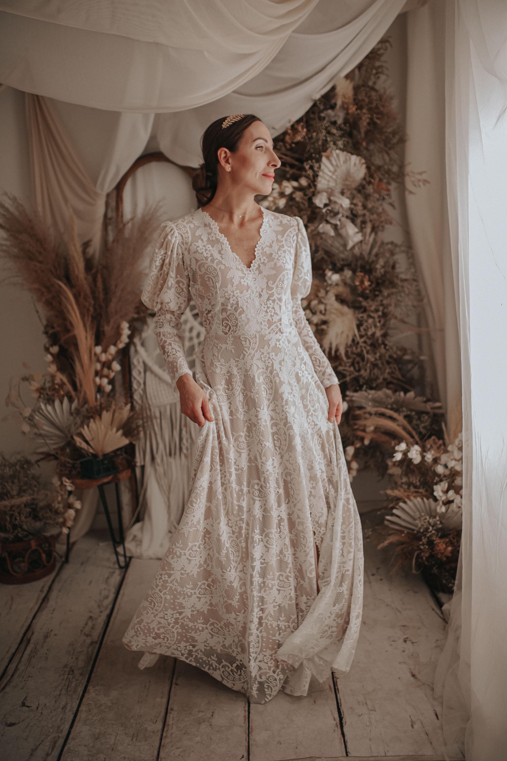 nottingham lace wedding dress Vintage Nottingham Lace Wedding Dress