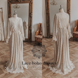 Victoria  Women&#39;s Boho Dress | Lace Vintage Dress For The Maternity Session | Photo Props | Pregnancy Photo Shoot/ V4 design