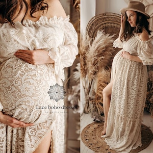 Maternity dress, Lace boho dress | Lace Vintage Dress For The Maternity Session | Photo Props | Pregnancy Photo Shoot/ Bonita