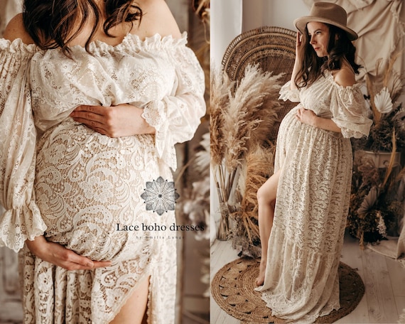Maternity Dress, Lace Boho Dress | Lace Vintage Dress for the Maternity  Session | Photo Props | Pregnancy Photo Shoot/ Bonita - Etsy UK