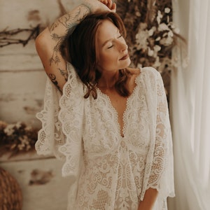 Boho wedding dress, elopement wedding dress, bohemian Wedding Dress, rustic lace wedding dress, lace wedding dress, hippie wedding dress