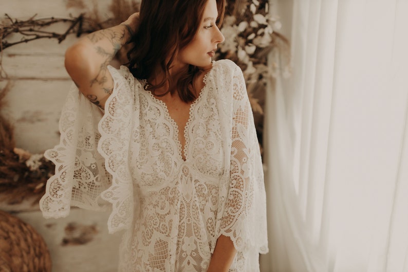 Maggie Lace boho dress, bohemian Wedding, Maternity boho dress, Maternity lace gown, dress for maternity session/ queen design image 8