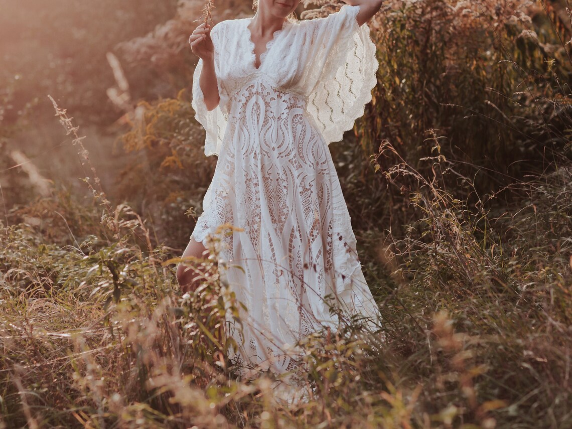 Lace Boho Dress Bohemian Wedding Dress Maternity Boho Dress Etsy
