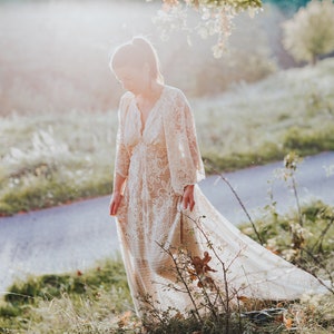 Maggie wedding dress, elopement wedding dress, bohemian Wedding Dress, rustic lace wedding dress, lace wedding dress, hippie wedding dress