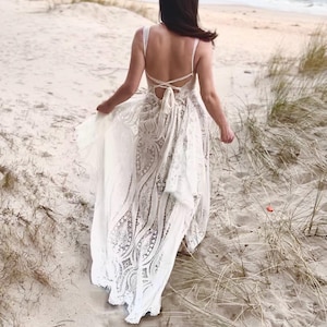 Beach  wedding dress, wedding dress, bohemian wedding dress, lace wedding dress, elopement dress, elopement gown, boho wedding gown