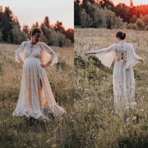 Robe bohème en dentelle Emilia, mariage bohème, robe bohème de maternité, robe de maternité en dentelle, robe pour séance grossesse