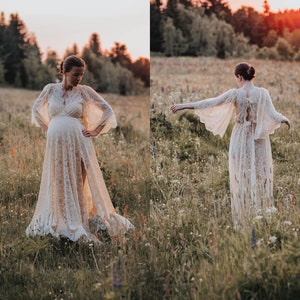 Robe boho Emilia Lace, mariage boho, robe boho de maternité, robe en dentelle de maternité, robe pour séance de maternité image 1