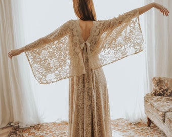 boho kimono wedding dress Rowan Dress, Fringed Ivory Organza Kimono Dress Over Satin Slip Dress. Choice of Ombre or No Ombre. Boho Wedding Dress, Sizes 6 to 24