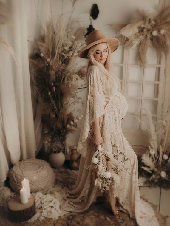 Butterfly sleeves Women's Boho Dress | Lace Vintage Dress For The Maternity Session | Photo Props | Pregnancy Photo Shoot/ B2 Design Butterfly sleeves Women's Boho Dress | Lace Vintage Dress For The Maternity Session | Photo Props | Pregnancy Photo Shoot/ B2 Design