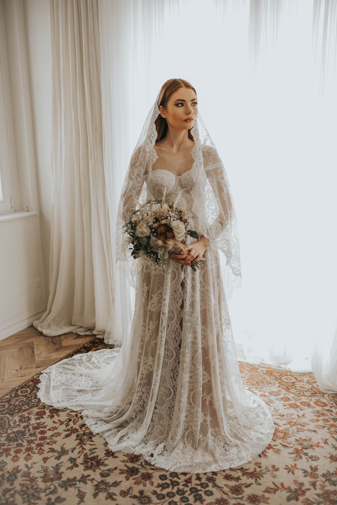 Corset Boho Wedding Dress Lace Corset Dress Bohemian Wedding Dress