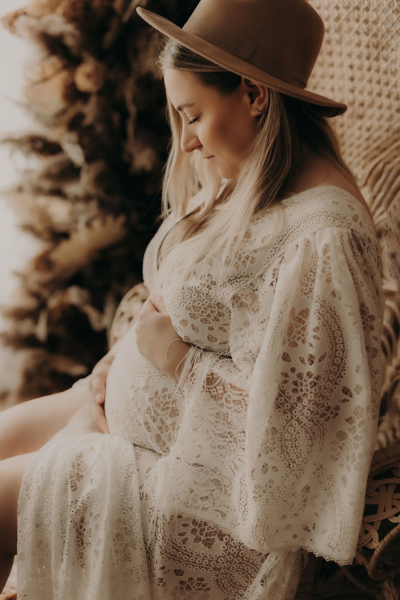 bohemian maternity dress amazon Flybridal Boho Maternity Dress for Photoshoot Tassels Lace Full Sleeve V- Neckline Summer Pregnancy Dress for Photography Black Size Small at Amazon Women's Clothing store