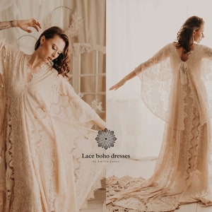 Robe de mariée bohème Elena/ Robe de mariée bohème/ Robe de mariée bohème/ Robe de mariée en dentelle vintage