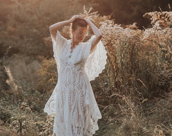 Bohemian boho dress, bohemian Wedding Dress, elopement  boho dress, Boho wedding dress, Maternity wedding lace gown, plus size wedding dress