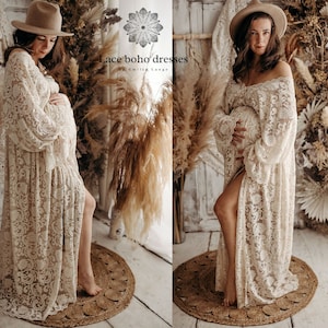 Victoria Women's Boho Dress | Lace Vintage Dress For The Maternity Session | Photo Props | Pregnancy Photo Shoot/ V6 design