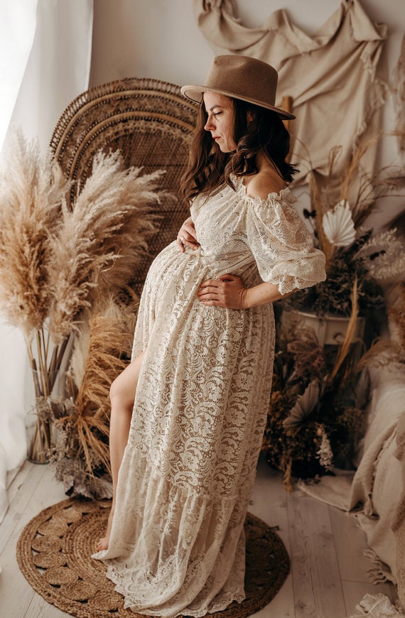 Robe de grossesse, Robe bohème en dentelle Robe vintage en