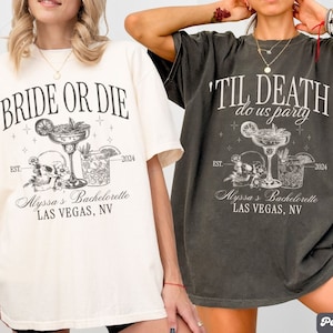 Bride Or Die Funny Bachelorette Party Shirts, Til Death Do Us Party, Luxury Halloween Bachelorette Favors, Gothic Bachelorette,Skeleton Bride Shirt