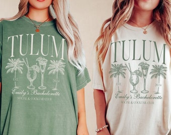 Custom Beach Bachelorette Shirts, Tulum Bachelorette Party Shirt, Location Bridal Party Tees, Mexico Girls Trip, Tropical Luxury Bach Merch