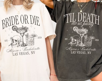 Bride Or Die Shirts, 'Til Death Do Us Party, Funny Halloween Bachelorette Party Shirts, Spooky Bridesmaid Gifts, Skeleton Bride Team T-Shirt