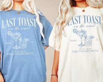Beach Bachelorette Shirts, Last Toast on the Coast, Personalized Luxury Bachelorette, Girls Trip Bridal Party Gifts, Social Bach Club Tees