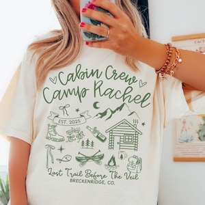 Cabin Bachelorette Shirt, Custom Camp Bachelorette Party Shirts, Retro Cabin Crew TShirt, Mountain Wedding Gifts, Last Trail Before The Veil