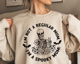 Spooky Mom Sweatshirt, Funny Halloween Costume for Mom, Spooky Mama Shirt, Skeleton Sweater, Momster Hoodie, Fall Season Mama to Be Gift