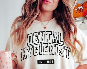Dental Hygienist Est Shirt, Comfort Colors New Dental Assistant TShirt, Custom Student RDH Graduation Gift, Dental Hygiene Office T-Shirt