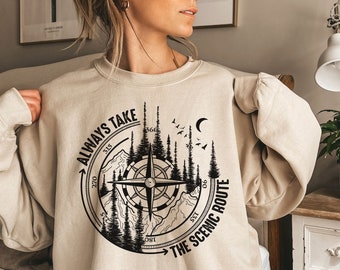 Camping Sweatshirt, Compass Shirt, Hiking Sweater, Travel Hoodie, Gift for Camper, Adventure TShirt, Hiker Outfit, Nature Lover Gift, Camp