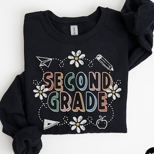 Custom Second Grade Sweatshirt, Floral Second Grade Teacher Shirt, Retro 2nd Grade Crewneck, 2nd Grade Squad Shirts, Back to School Gift