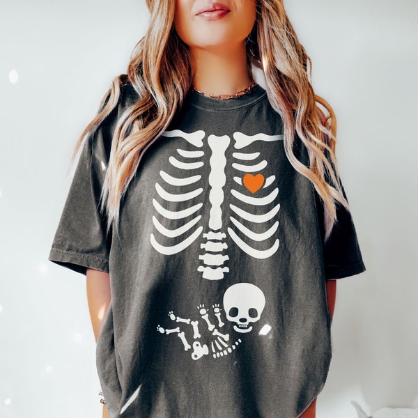 Skeleton Halloween Maternity Shirt, Funny Pregnancy Announcement 2024 TShirt, Spooky Pregnant Costume, New Mommy Tee, Fall Mama to Be Gift