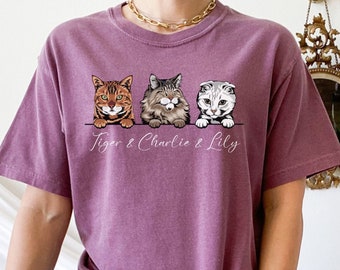 Custom Cat Shirt, Comfort Colors Shirt, Personalized Cat Mom Gift, Gift for Cat Dad, Cat Lover TShirt, New Cat Owner Tee, Cute Pet T-Shirt